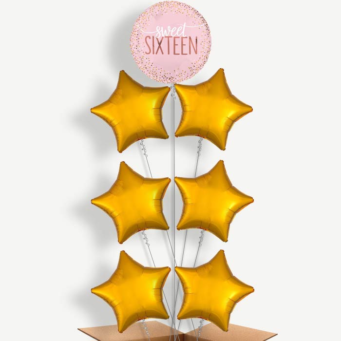 Sweet 16 Blush Helium Balloon Arrangement | Party Save Smile