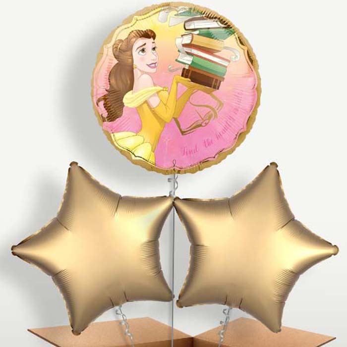 Princess Belle Trio Balloon Bunch inflated with Helium | Party Save Smile