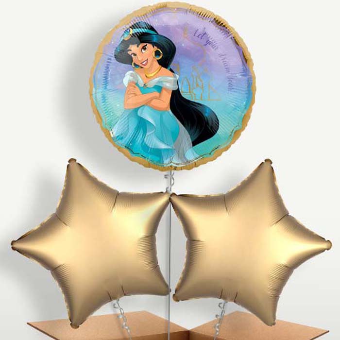 Princess Jasmine Trio Balloon Bunch inflated with Helium | Party Save Smile