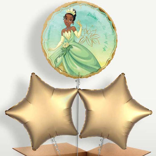 Princess Tiana Trio Balloon Bunch inflated with Helium | Party Save Smile