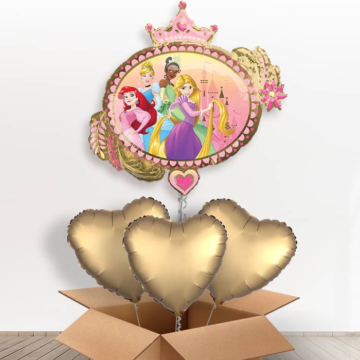 Disney Princess Crown Helium Balloon in a Box - With 3 Plain Balloons | Party Save Smile
