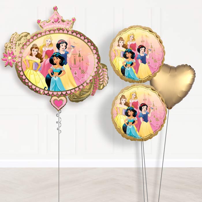 Disney Princess Inflated Helium Balloons Delivered-Giant Balloon + 2 Themed Balloons + 1 Plain Balloon 