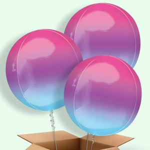 Trio of Purple & Blue Orbz Helium Balloons