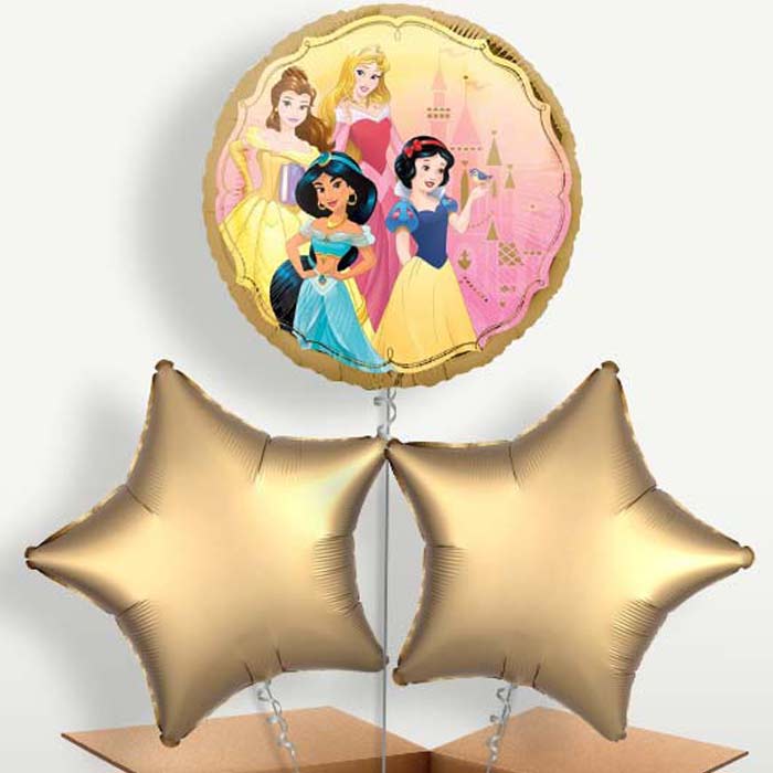 Disney Princess Trio Balloon Bunch inflated with Helium | Party Save Smile