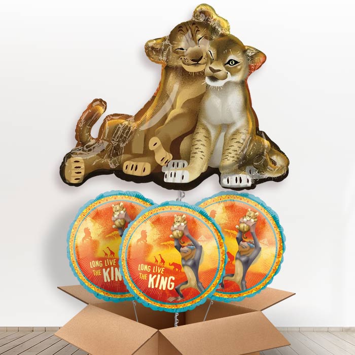 The Lion King Giant Shaped Helium Balloon in a Box Gift - With 3 Themed Balloons | Party Save Smile