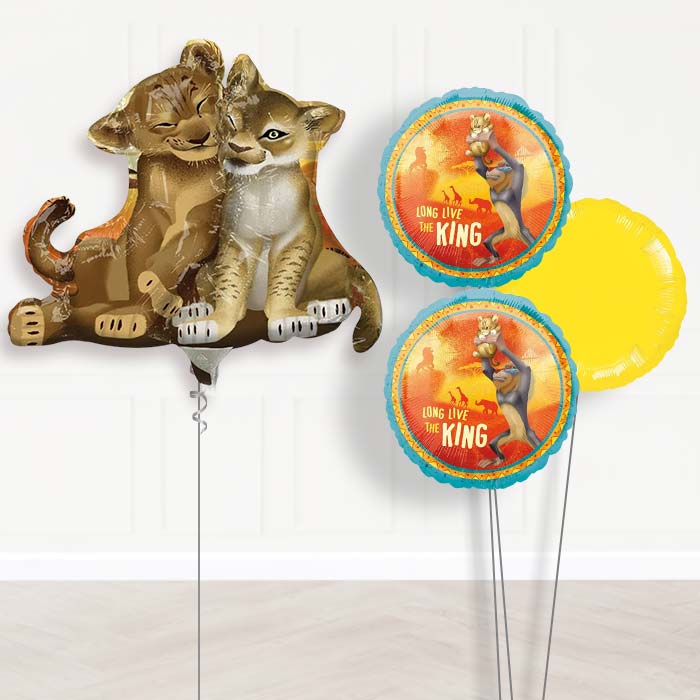 Lion King Balloon Bouquet in a Box - Simba-Giant Balloon + 2 Themed Balloons + 1 Plain Balloon 