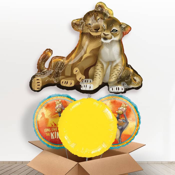 The Lion King Giant Shaped Helium Balloon in a Box Gift-1 x Giant Balloon and 2 Themed Balloons and 1 Plain Balloon 