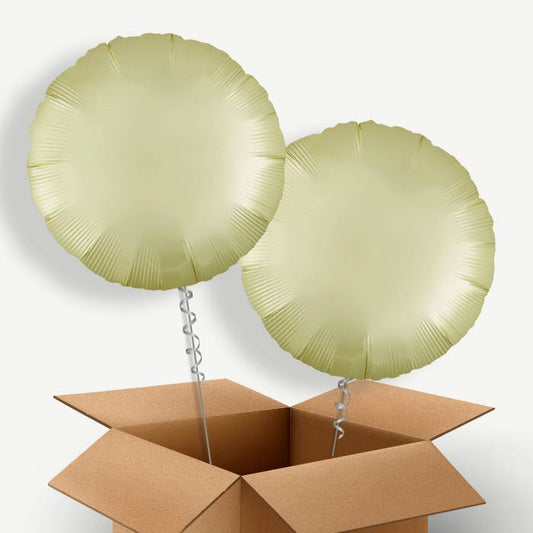 Pastel Yellow Satin Circle Helium Balloon Couple | Party Save Smile