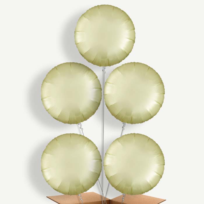 Pastel Yellow Satin Circle Helium Cluster Balloons | Party Save Smile