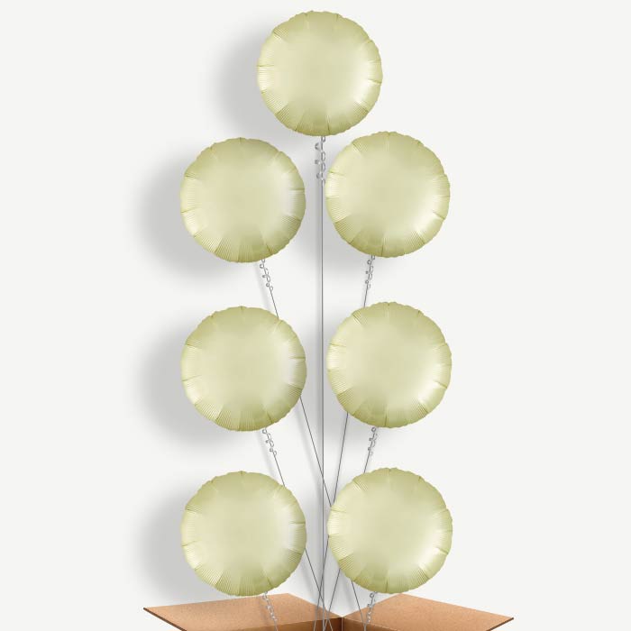 Pastel Yellow Satin Circle Helium Balloon Arrangement | Party Save Smile