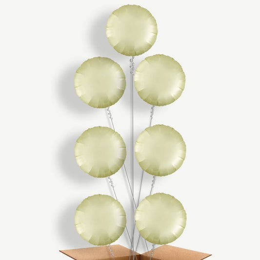 Pastel Yellow Satin Circle Helium Balloon Arrangement | Party Save Smile