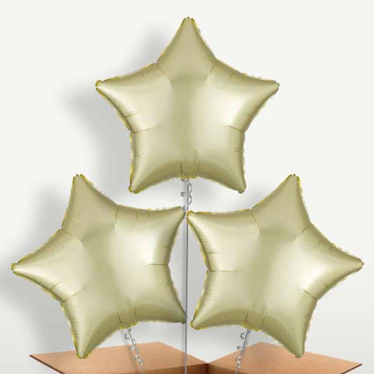 Pastel Yellow Satin Star Balloon Bunch | Party Save Smile