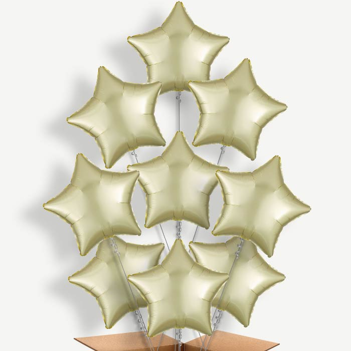 Pastel Yellow Satin Star Helium Balloon Bundle | Party Save Smile
