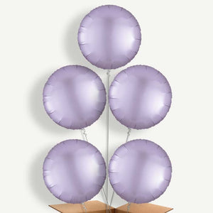 Pastel Lilac Purple Satin Circle 5 Helium Cluster Balloons