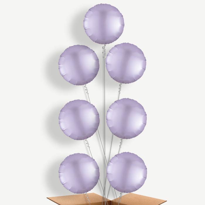 Pastel Lilac Purple Satin Circle Helium Balloon Arrangement | Party Save Smile