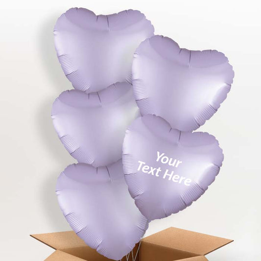 Personalised Lilac Heart Helium Balloon in a Box - 5 Balloon | Party Save Smile