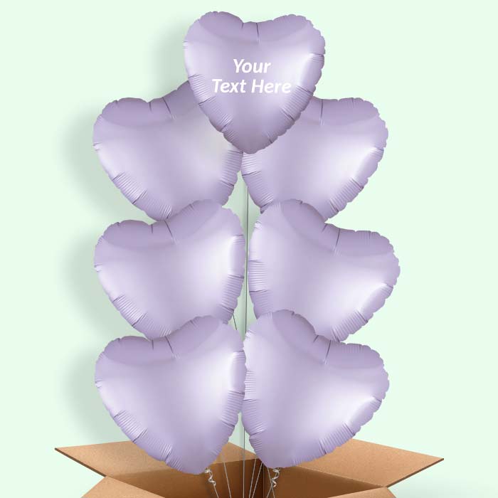 Personalised Lilac Heart Helium Balloon in a Box - 7 Balloon | Party Save Smile