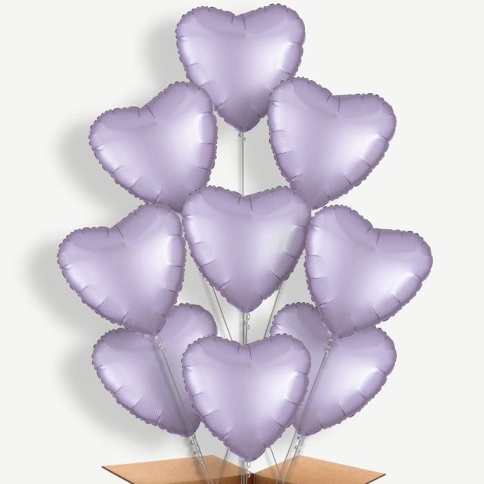 Lilac Heart Balloon Bundle Inflated with Helium | Party Save Smile