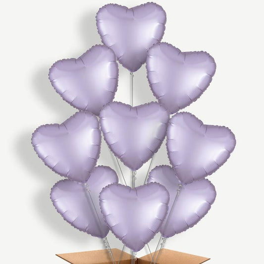 Lilac Heart Balloon Bundle Inflated with Helium | Party Save Smile