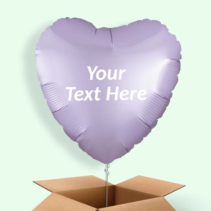 Personalised Lilac Heart Helium Balloon in a Box - 1 Balloon | Party Save Smile