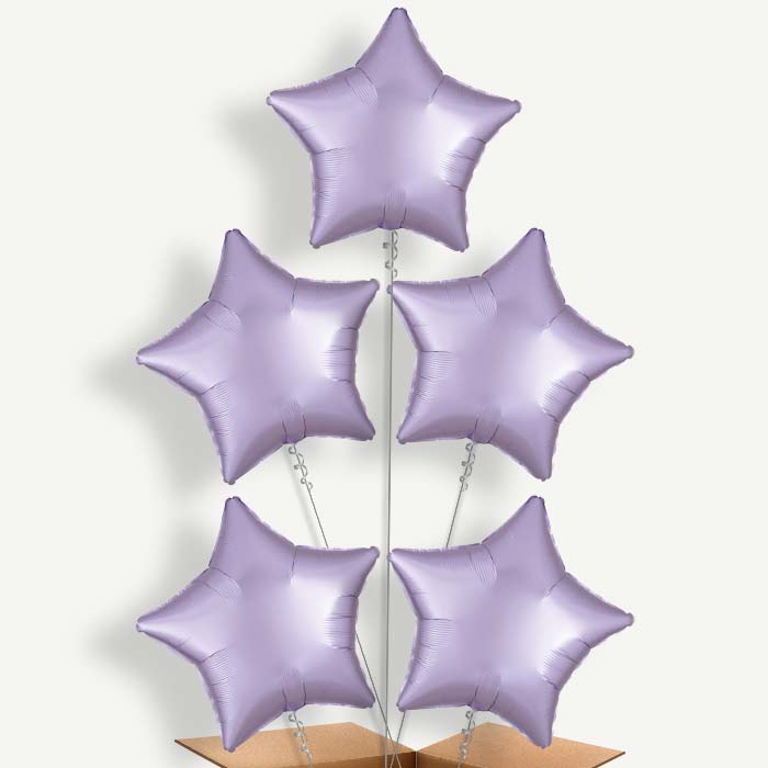 Pastel Lilac Star Balloon Cluster Inflated with Helium | Party Save Smile