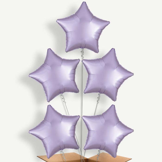 Pastel Lilac Star Balloon Cluster Inflated with Helium | Party Save Smile