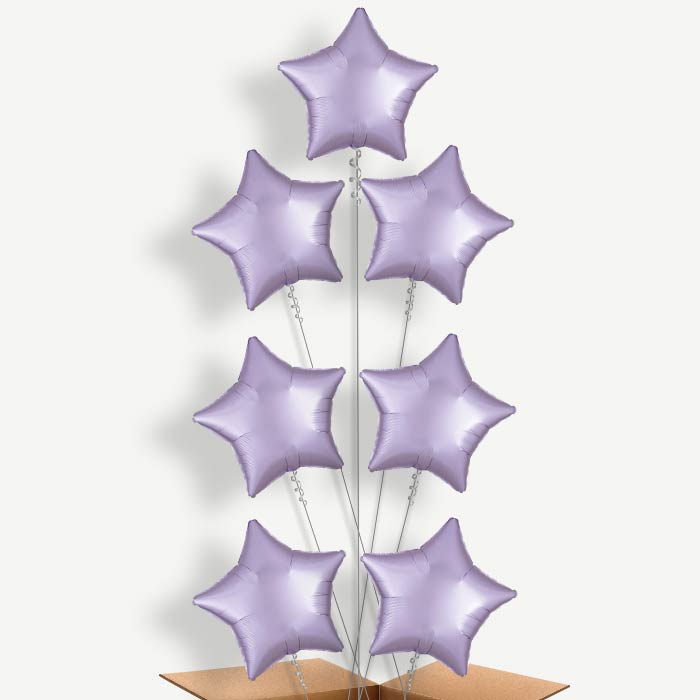 Pastel Lilac Star Balloon Arrangement Inflated with Helium | Party Save Smile