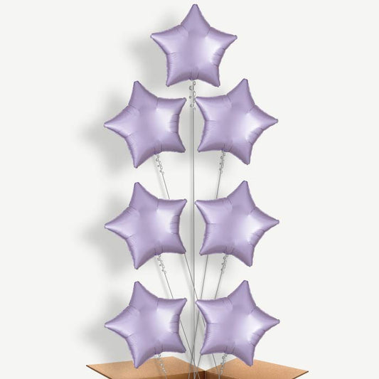 Pastel Lilac Star Balloon Arrangement Inflated with Helium | Party Save Smile