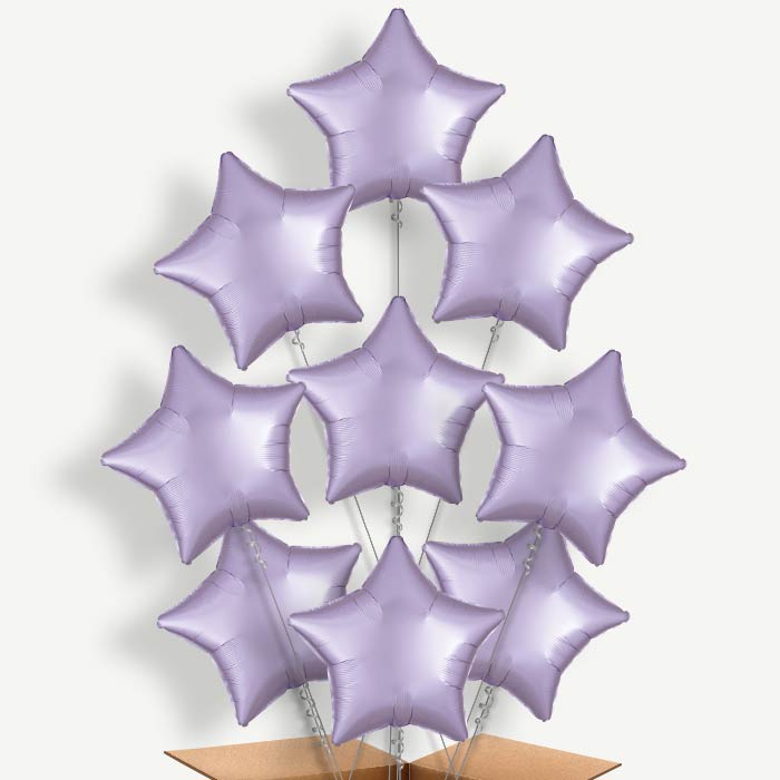 Pastel Lilac Star Balloon Bundle Inflated with Helium | Party Save Smile