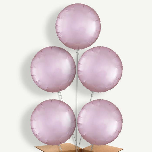 Pastel Pink Satin Circle Helium Cluster Balloons | Party Save Smile