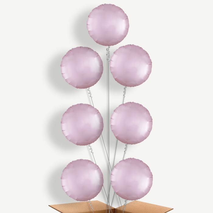 Pastel Pink Satin Circle Helium Balloon Arrangement | Party Save Smile