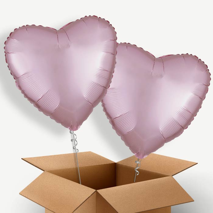 Pastel Pink Satin Heart Helium Balloon Couple | Party Save Smile
