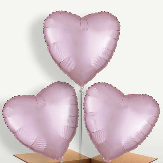 Pastel Pink Satin Heart Balloon Bunch | Party Save Smile
