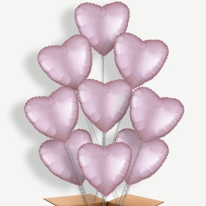 Pastel Pink Satin Heart Helium Balloon Bundle | Party Save Smile