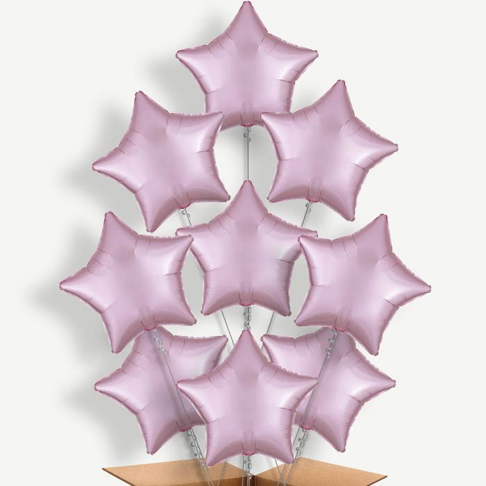 Pastel Pink Satin Star Helium Balloon Bundle | Party Save Smile
