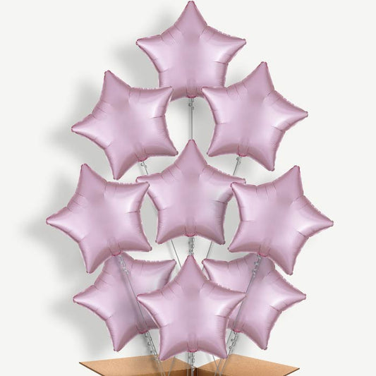 Pastel Pink Satin Star Helium Balloon Bundle | Party Save Smile