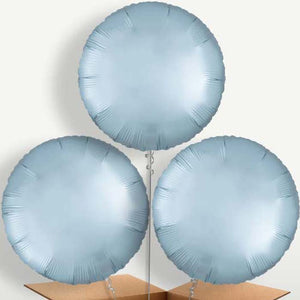 Pastel Blue Satin Circle Balloon Bunch (Trio)