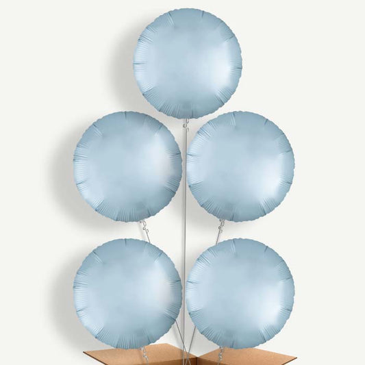 Pastel Blue Satin Circle Helium Cluster Balloons | Party Save Smile