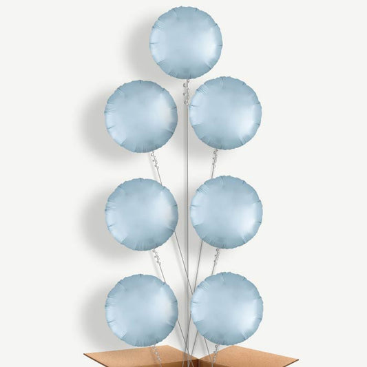 Pastel Blue Satin Circle Helium Balloon Arrangement | Party Save Smile