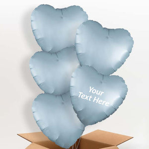 Pastel Blue Satin Heart Helium Balloon in a Box