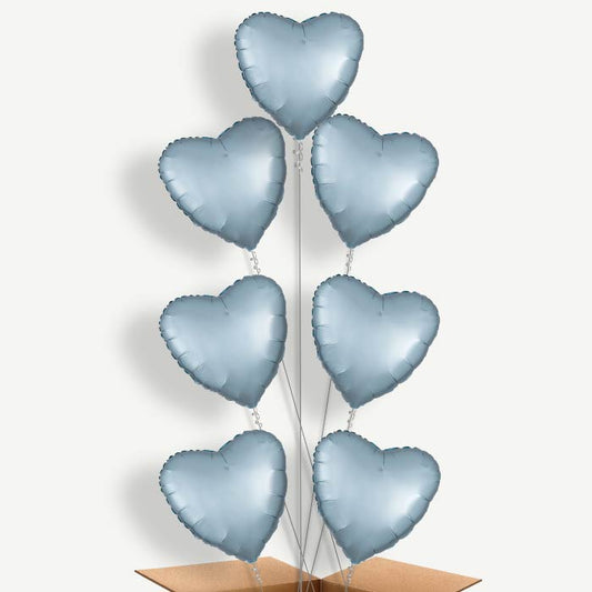 Pastel Blue Satin Heart Helium Balloon Arrangement | Party Save Smile
