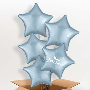 Pastel Blue Satin Star Helium Balloon in a Box