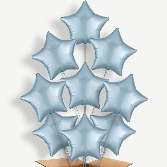 Pastel Blue Satin Star Helium Balloon Bundle | Party Save Smile