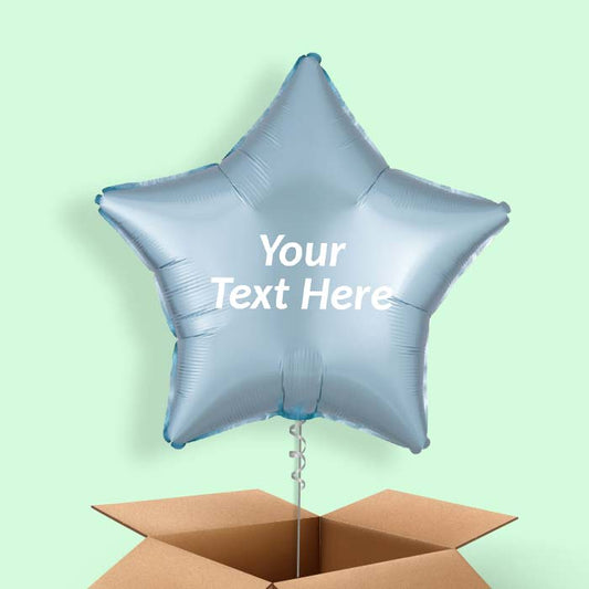 Pastel Blue Satin Star Balloon in a Box