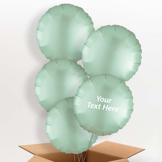 Mint Green Satin Circle Helium Balloon in a Box - 5 Balloon | Party Save Smile