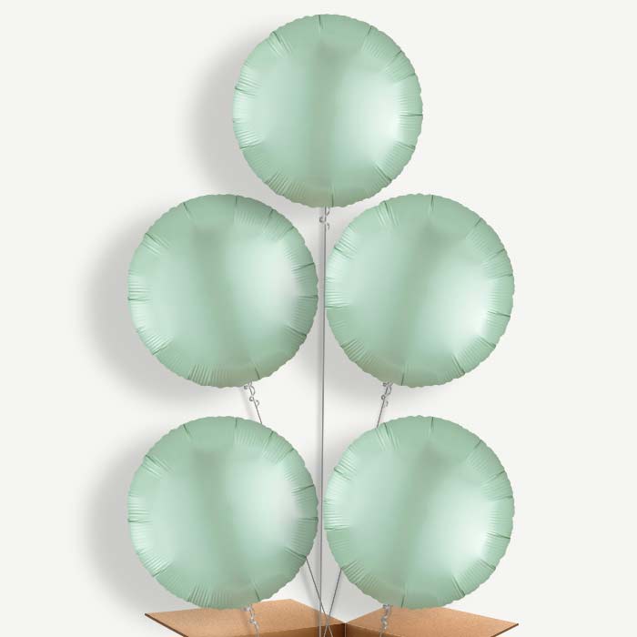 Mint Green Satin Circle Helium Cluster Balloons | Party Save Smile