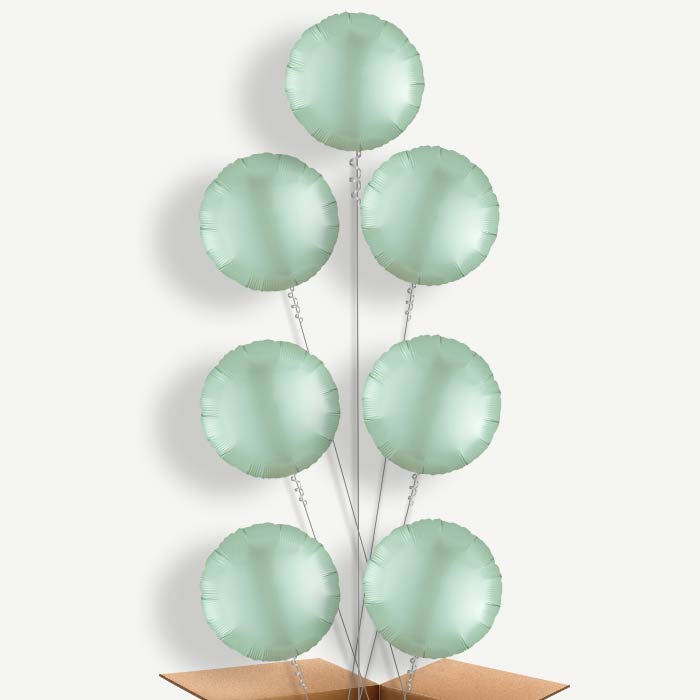 Mint Green Satin Circle Helium Balloon Arrangement | Party Save Smile