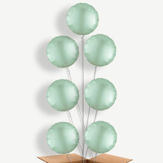 Mint Green Satin Circle Helium Balloon Arrangement | Party Save Smile