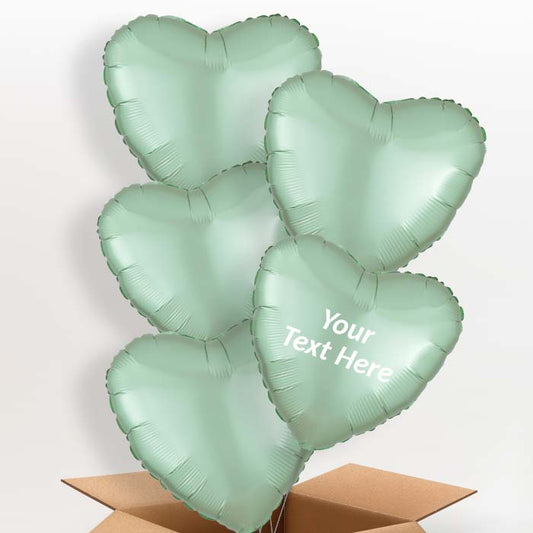 Mint Green Satin Heart Helium Balloon in a Box - 5 Balloon | Party Save Smile
