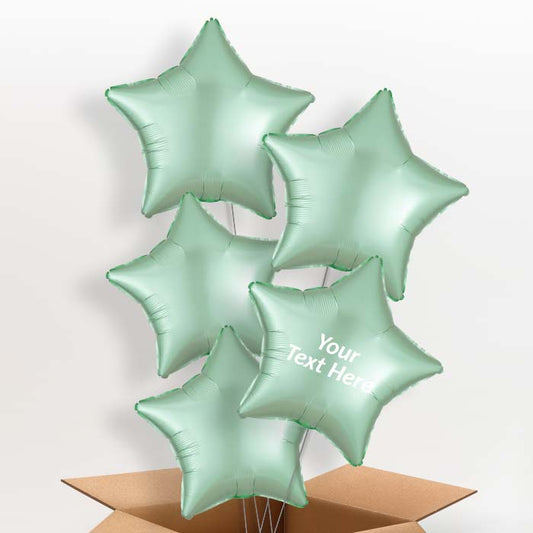Mint Green Satin Star Helium Balloon in a Box - 5 Balloon | Party Save Smile